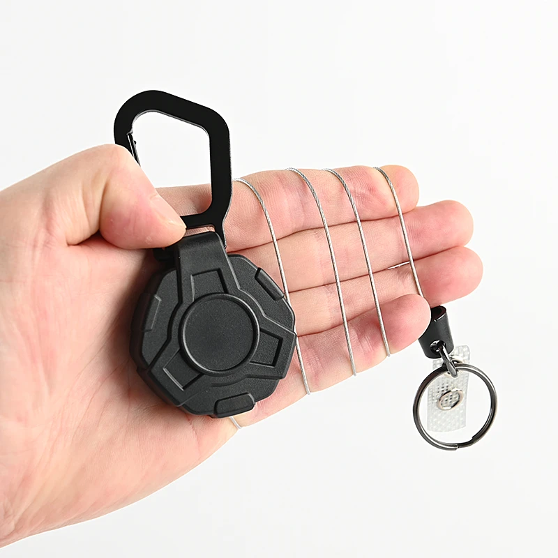 Heavy Duty Retractable Key Chain Anti-theft Keychain with Carabiner Max Extending Length 23'' Retractable Badges Holder