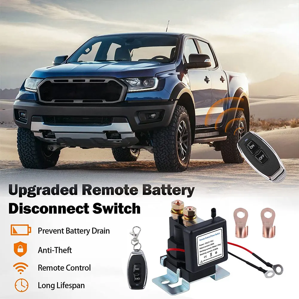Battery Switch Relay 12V 500A Remote Control Battery Disconnect Cut Off Isolator Master Switch Anti-Theft for Auto Truck Trailer