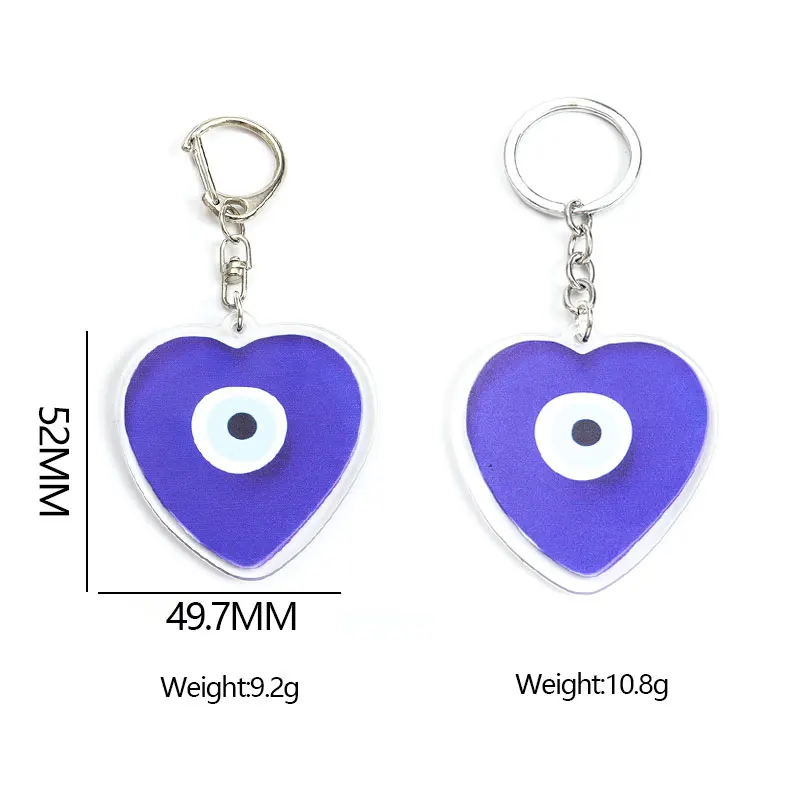 Blue ddmysmile Evil Eye Turkish Hamsa Hand Acrylic Keychain Mysterious Eyes Fatima Hand Keyring Bag Keys Pendant Men Women Jewelry Amulet Smile