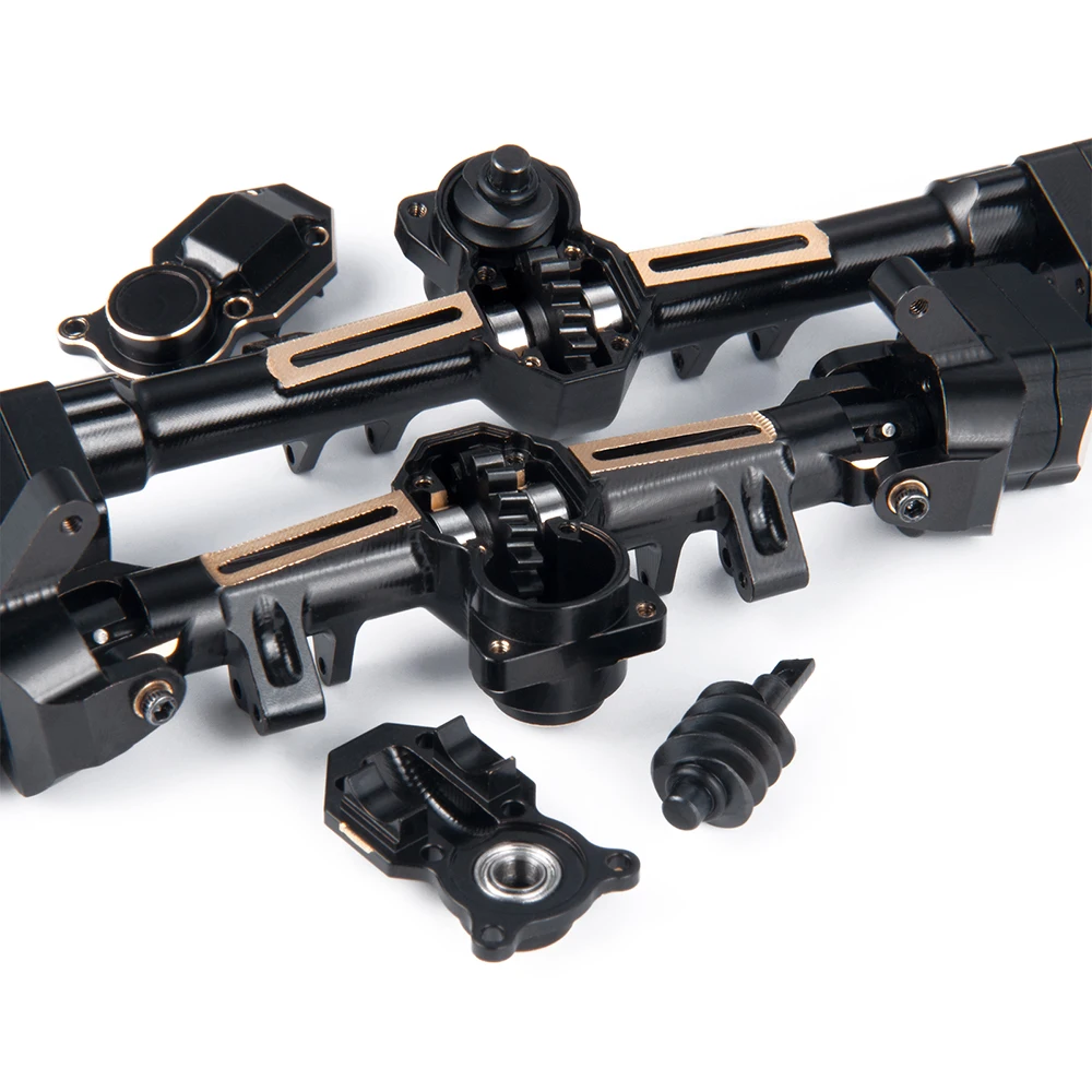 AXSPEED Brass Front Rear Portal Axle with Hex Adapter Weights for 1/24 RC Crawler Axial SCX24 Deadbolt JLU Gladiator Bronco Part