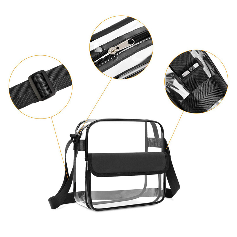 Women PVC Shoulder Gym Clear Bag Unisex Casual Transparent Handbag Travel Large Capacity Crossbody Satchel Purse Messenger Tote