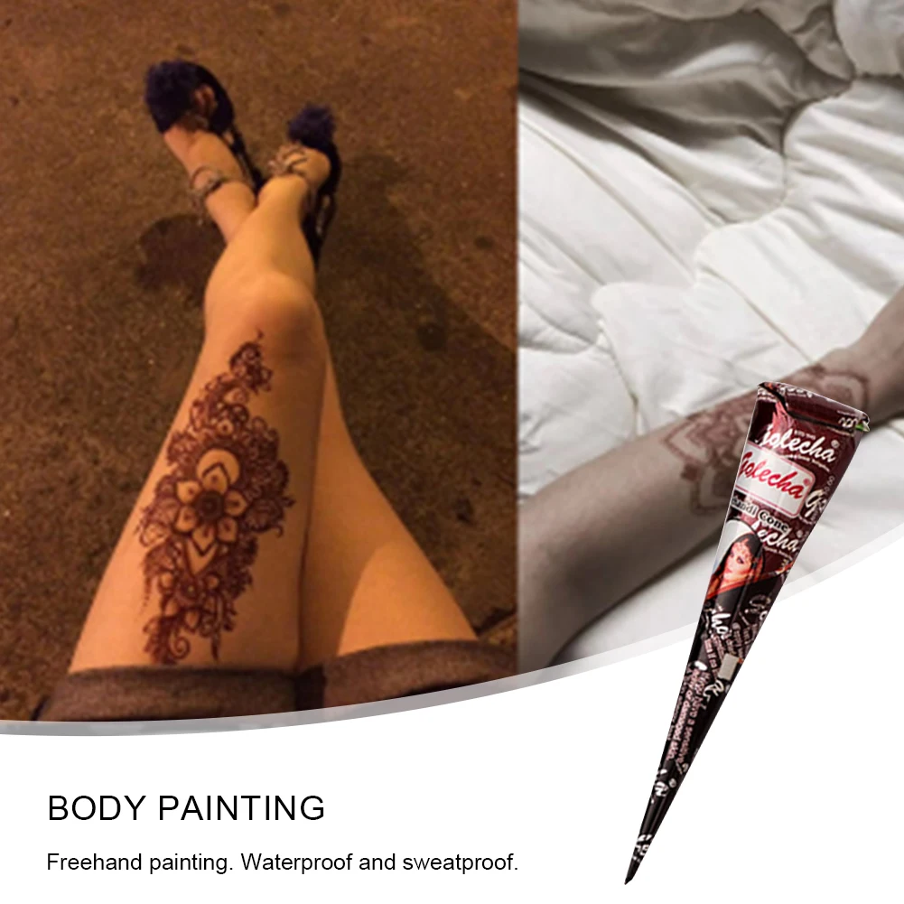 Flash Tattoo Temporary Natural Paste Black Henna Body Paint Arts Disposable Cones ddmysmile Sexy Tattoo Cream Lnks Indian Wedding Fashion Smile