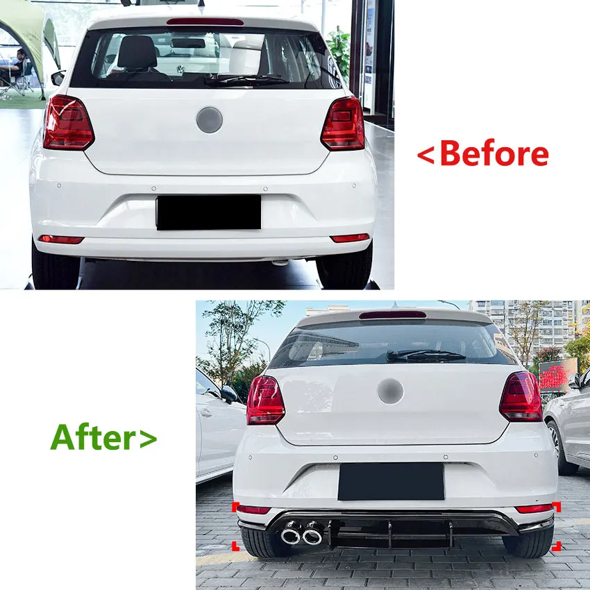 For VW Polo MK5 6R 2009-2014 Rear Bumper Lip Spoiler Tail Wind Blade Wind Knife Splitter Diffuser Guard Exterior Modification