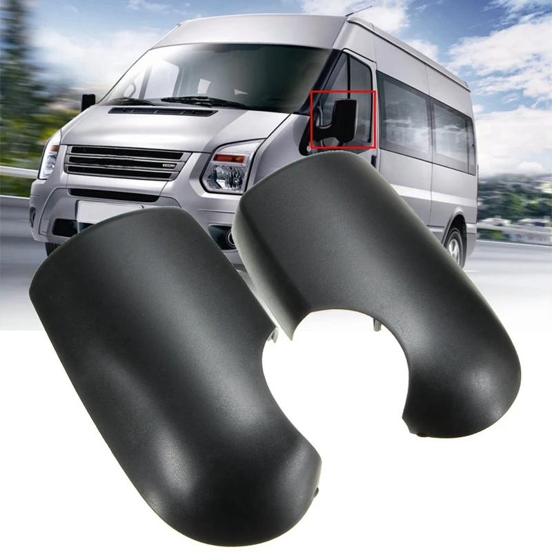 2Pcs ABS Black Door Wing MIRROR COVERS Near Passenger L+R for FORD TRANSIT MK6 MK7 2000-2014