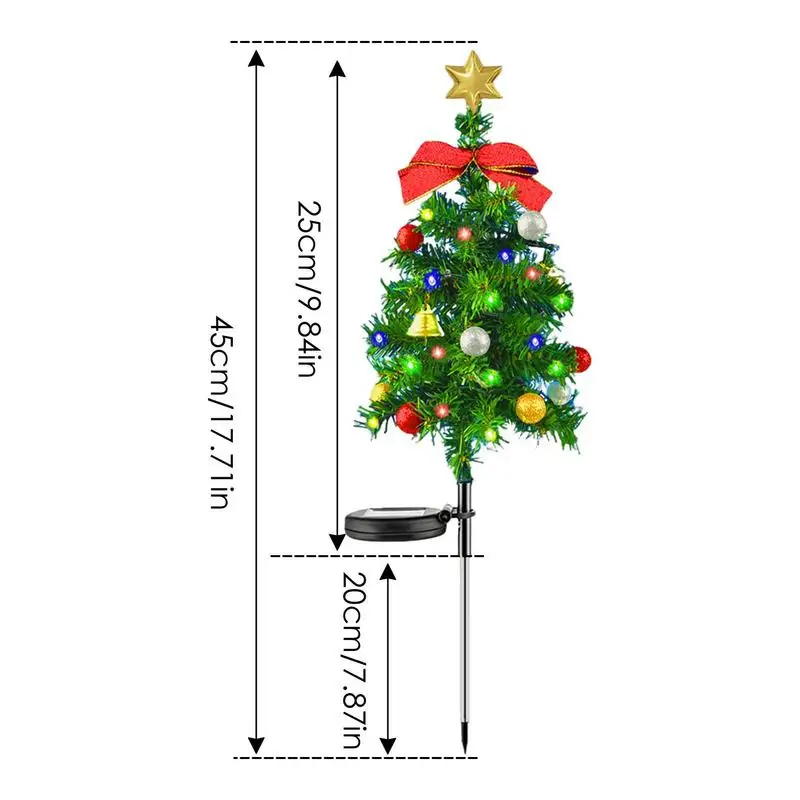 Waterproof Xmas Tree Christmas Solar Tree Waterproof Multicolor 20 Leds 8 Modes Light Creative Mini Solar Powered Ornament Plant smile