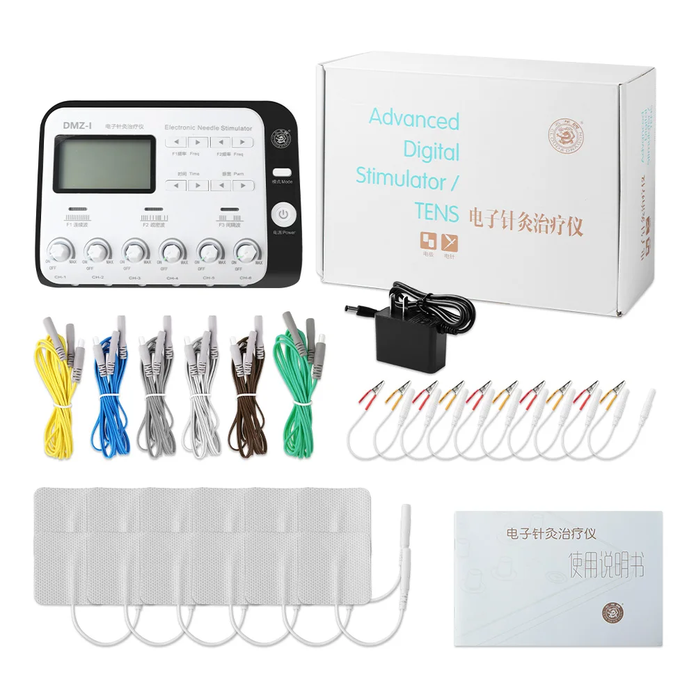 6 Output Electroacupuncture Massager Professional Acupuncture Needle Body Muscle Stimulator Tens Unit Machine Mussle Relax Tool