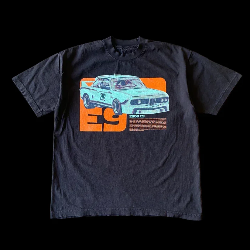 Harajuku Summer Y2k T-shirt Men's Plus Size Retro Car Graphic Print Round Neck T-shirt Short Sleeve Casual Couple Top