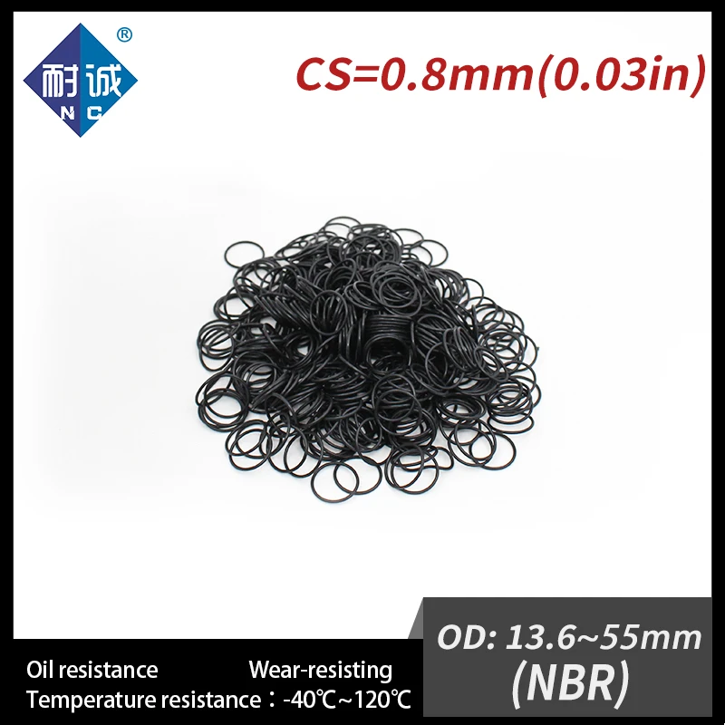 5 PCS / Lot Nitrile Rubber O-ring Black NBR 70A CS 0.8mm OD 13.6/18/22.3/25/30.6/32.8/42/47/55*0.8 O Ring Gasket Oil Waterproof