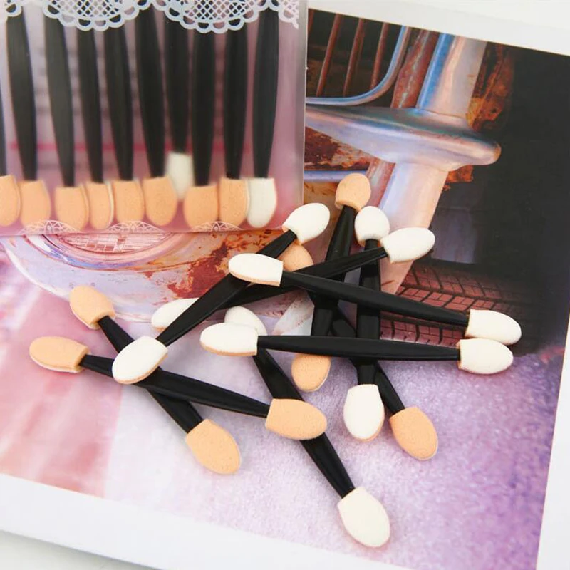 Portable Ended Double 10pcs Eyeshadow Brush Pro Sponge Stick Eye Shadow Applicator Disposable Beauty Makeup Tools smile