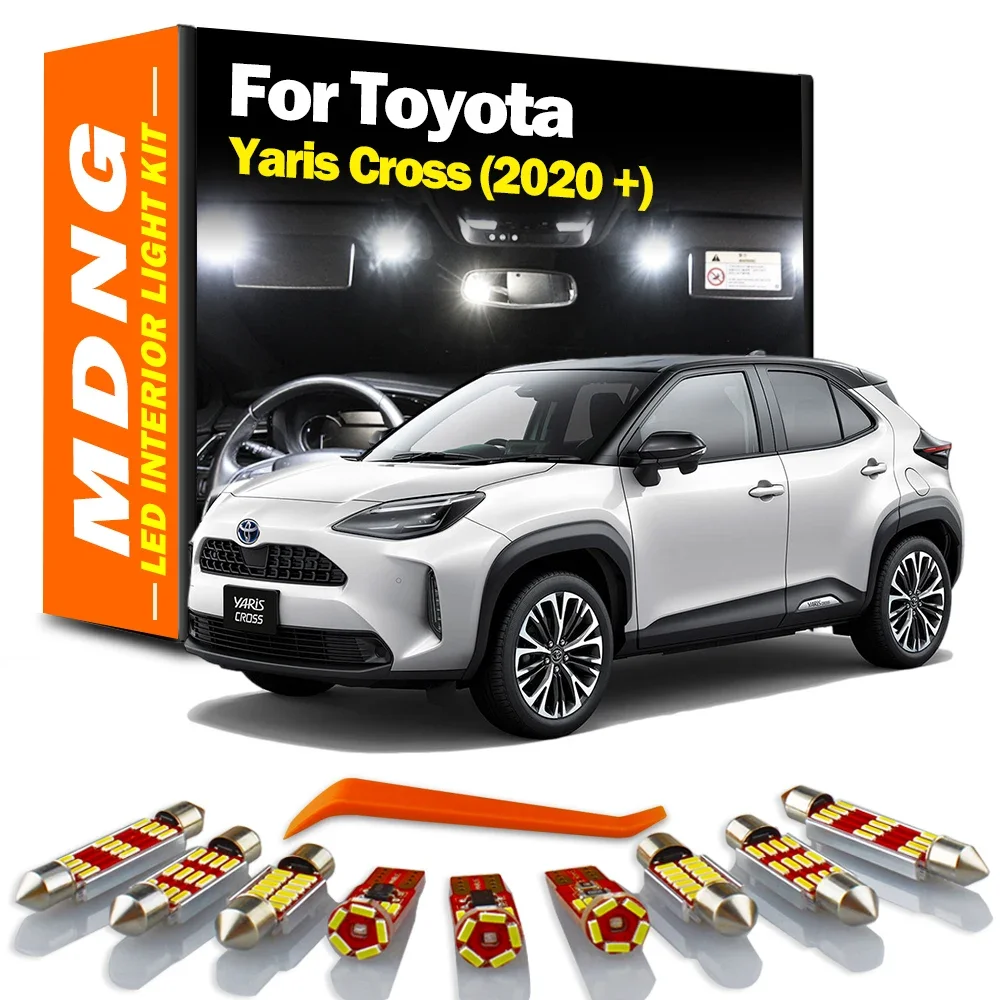MDNG 11Pcs Canbus 2025 Car LED Interior Light Kit For Toyota Yaris new Cross 2020 2021 2022 Vehicle Bulb Dome Map Reading Trunk Lamp
