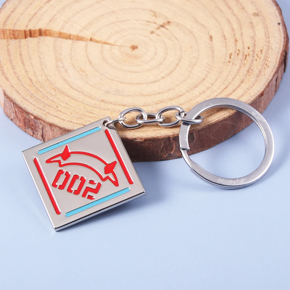 DARLING in the Anime FRANXX 02 Zero Two Keychain Code 002 Red Devil Horn Pendant Keyring for Women Men Jewelry Cosplay Props smile