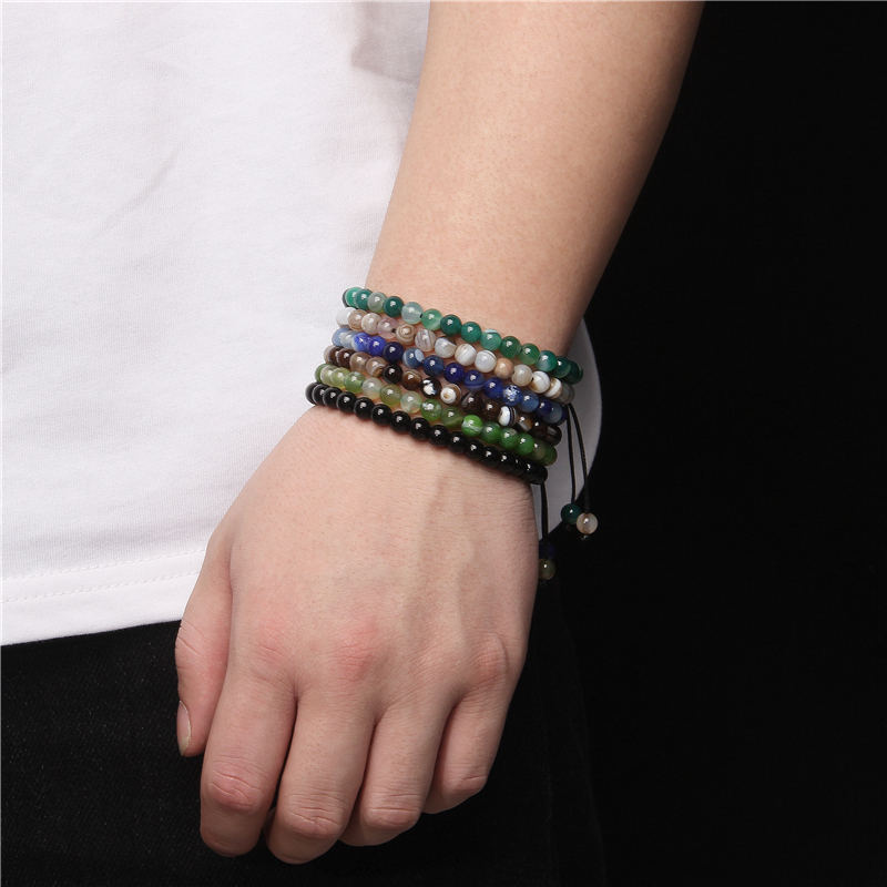Trendy 100% Natural Stone 6MM Bead Braided Bracelet Quartzs Agat Obsidian Bracelets For Women Men Healing Reiki Handmade Jewelry