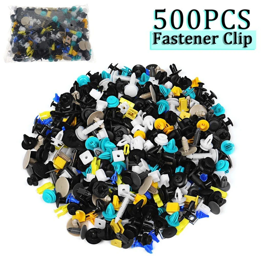 500PCS Mixed Auto Vehicle Fastener Bumper Clips Retainer Rivet Door Panel Fender Liner Universal Fit All Car