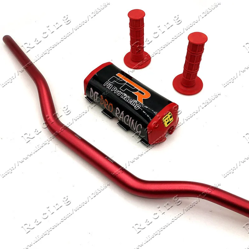 Racing Pit Handlebar Pro Pads With Handle Grips Handlebar Clamp Bar 1-1/8" Pit Bike Motocross Motorcycle Handlebar Red smile 1-1/8"