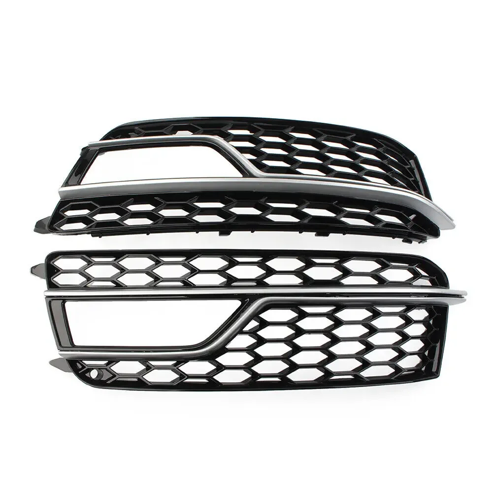 2X Car Front Fog Light Lamp Cover Grill Grille For Audi S5 A5 S-Line 2013 2014 2015 2016 Honeycomb Bumper Body Kit 8T0807682M