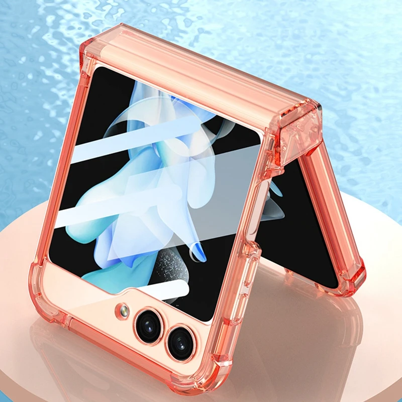 For Case Silicone Airbag Samsung ddmysmile Galaxy Z Flip 5 5G Hard Cases All-Included Hinge Bumper Shell Z Flip5 Zflip5 Protective Cover Smile