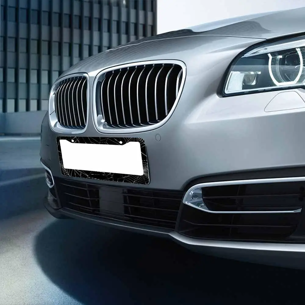 License Frame Decorative Plate Black Spider Web Halloween Car Tag Cover Aluminum Auto License Plate Holder for Men Women 12x6in smile