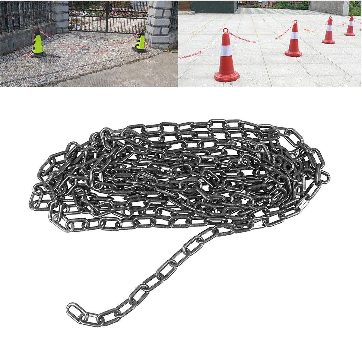 Parking Barrier Halloween Chain Roll Black Chains Driveway Chain Barrier Black Wire Fencing Ice Cream Cones Plastic Chain Links