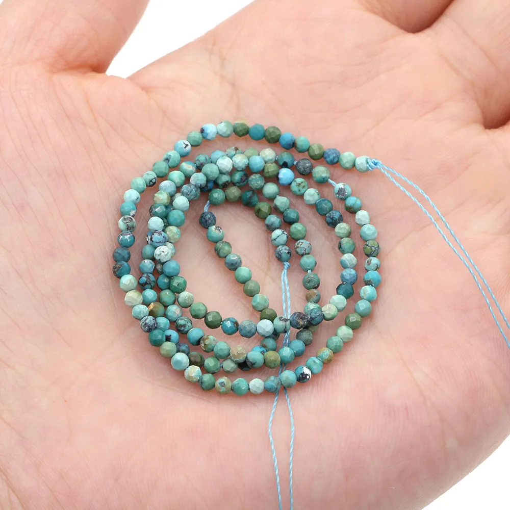 Natural Stone Beads Small Faceted Beads for Women Jewelry Making DIY Necklace Bracelet Accessories 2-3mm 16inch