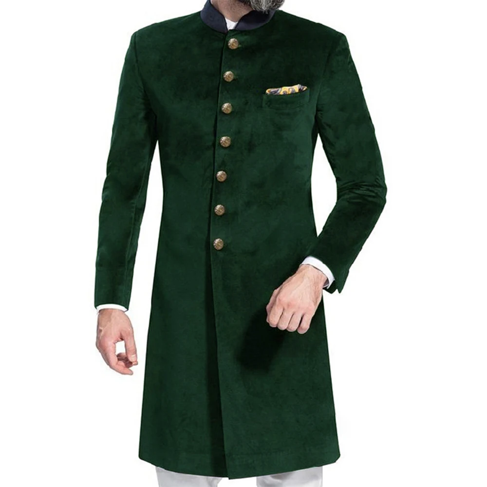 New Only Blazer 1PCS Men's Suit Stand Lapel Long Costume Veet Single Breasted Pieces Party Blazer Homme Tuxedo Popular Wedding smile