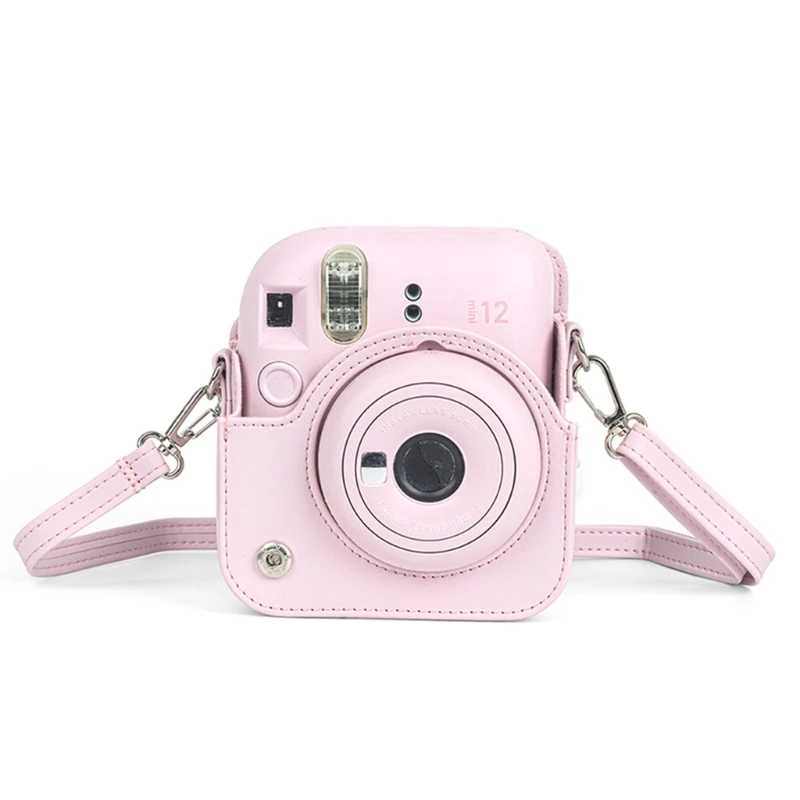 for instax Mini 12 Camera Travelling Bag PU Leather Soft Shoulder Bag for Fujifilm Film Camera Bag + Shoulder Strap