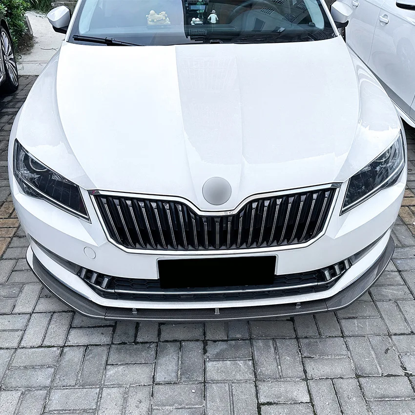 3pcs Car Front Bumper Lip Splitter Diffuser For Skoda Superb B8 2016-2018 Spoiler Body Kit Tuning Accessories Gloss Black ABS