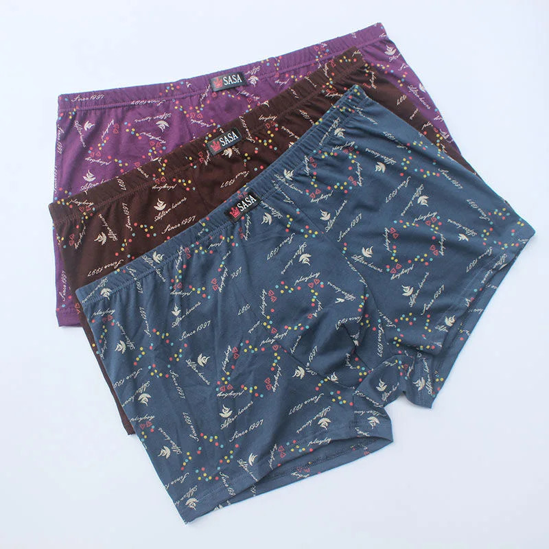 6PcsLot MenS Underwear Boxer Shorts Cotton Plus Size Loose Breathable MidWaist Print Sexy MiddleAged 240320