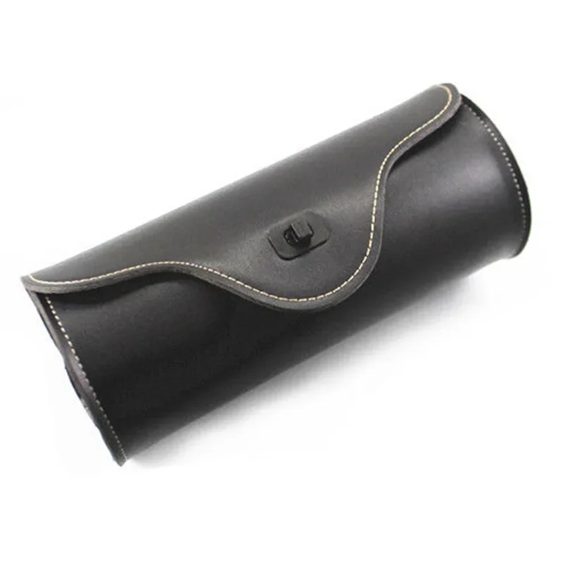Motorcycle Black PU Roll Barrel Tool Bag Luggage Saddlebag Scooter Offroad Old School Cruiser Bobber Chopper Touring Scooter