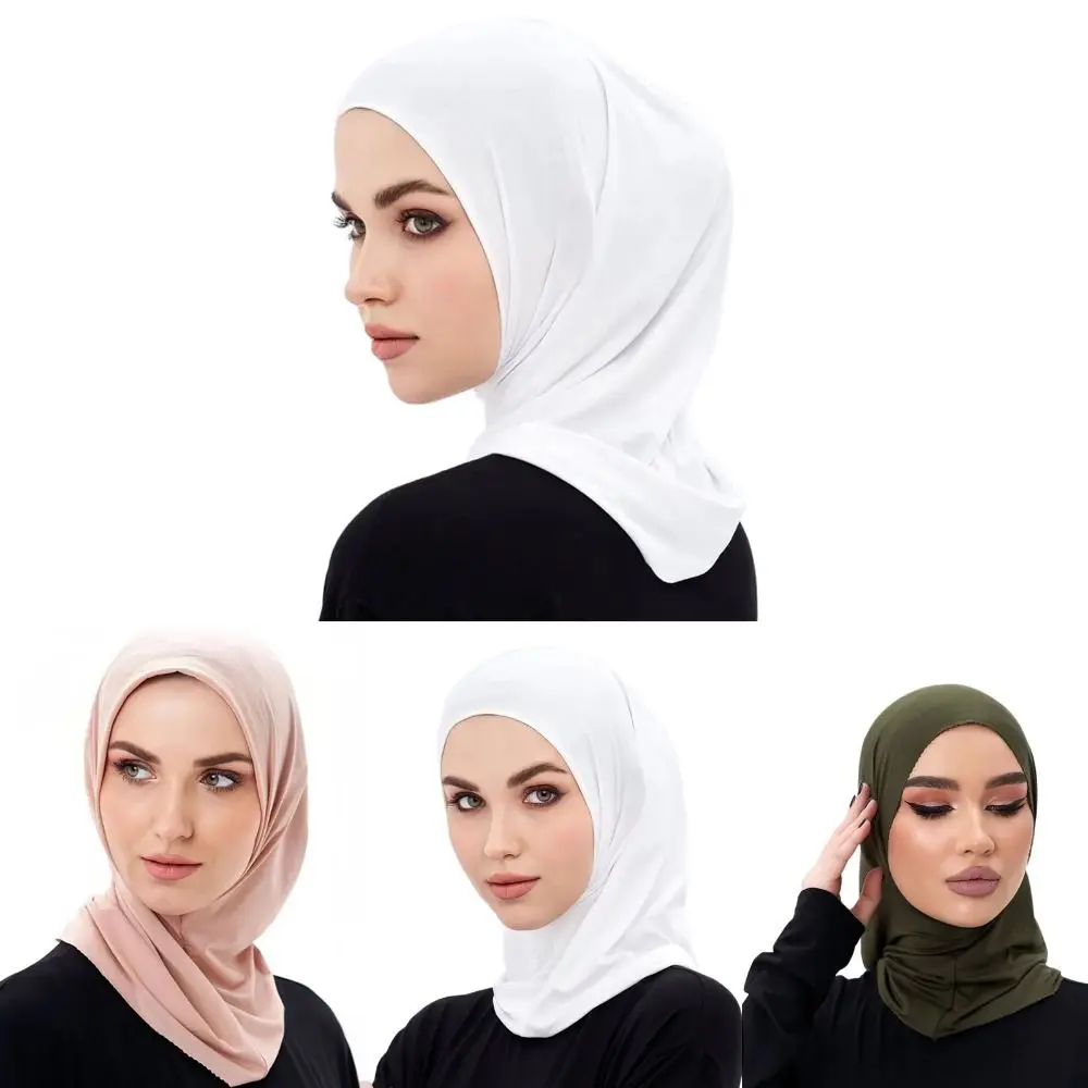 High Muslim Elasticity Hijab Solid Color Hijab Islamic Scarf Scarf Ready To Wear Turban Pleated Hijab Head Wraps smile