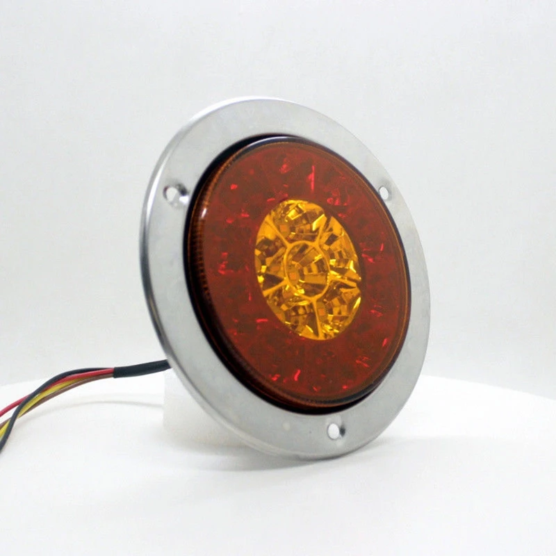 MK-127 Round 16LED Truck Trailer Cargo Tail Stop Brake Taillights Running Turn Signal Lights Waterproof 12-24V 2 Pieces