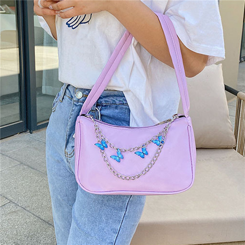 New Luxury Designer Women‘s Handbag 2024 Trend Armpit Bag Candy Color Butterfly Chain Bag Female Shoulder Bag Ladies Shopper