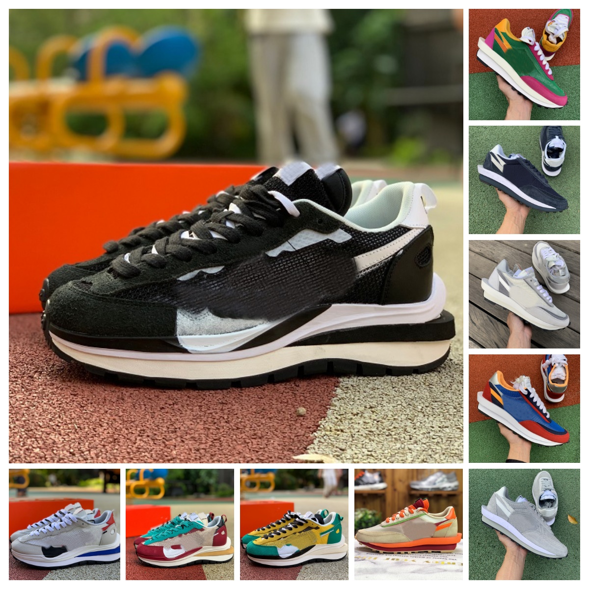 Designer Mens Women Running ShOes Waffle LDV Orange Blaze Nylon White Black Sail Gum Sesame Game Royal Fragment Grey Blue Void Green Gusto Pine Green sports Sneakers