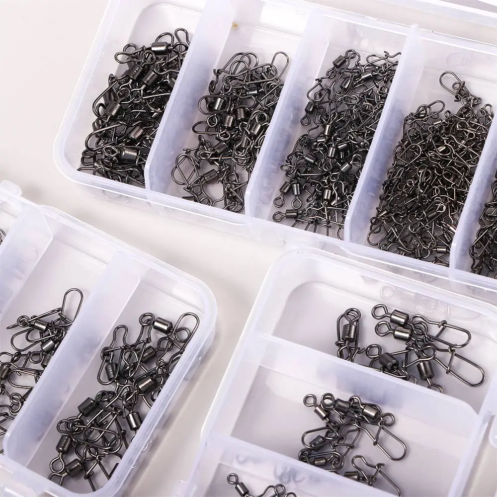 Set Fishing Connector 50/100/200Pcs Swivels Interlock ddmysmile Pin Snap Rolling Swivel For Fishhook Lure Carp Fishing Accessories Smile