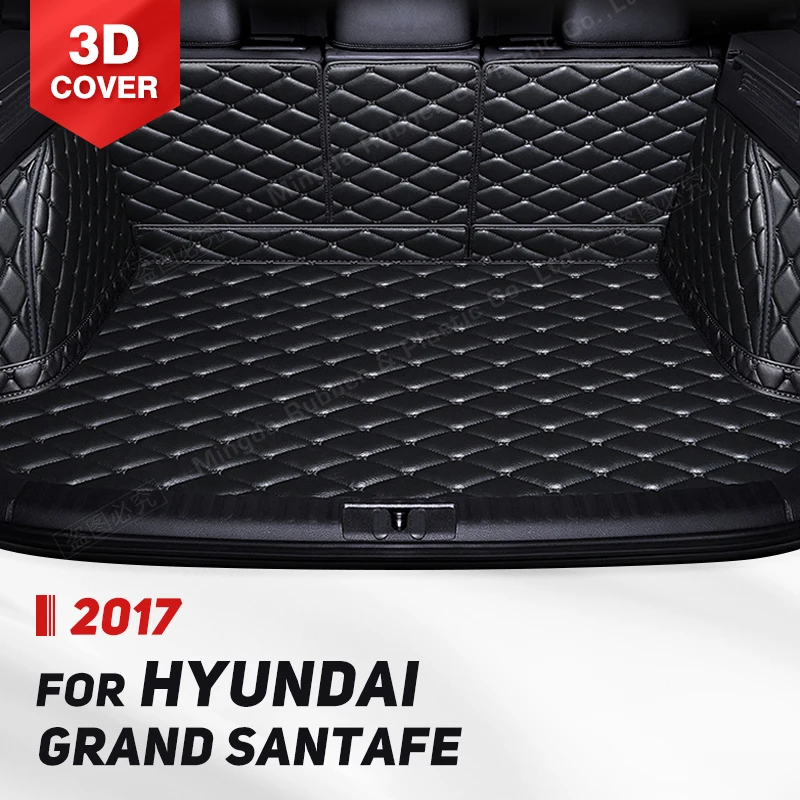 Auto Full Coverage Trunk Mat For Hyundai Santa Fe 7-Seat SUV 2017 Car Boot Cover Pad Interior Protector Accessories