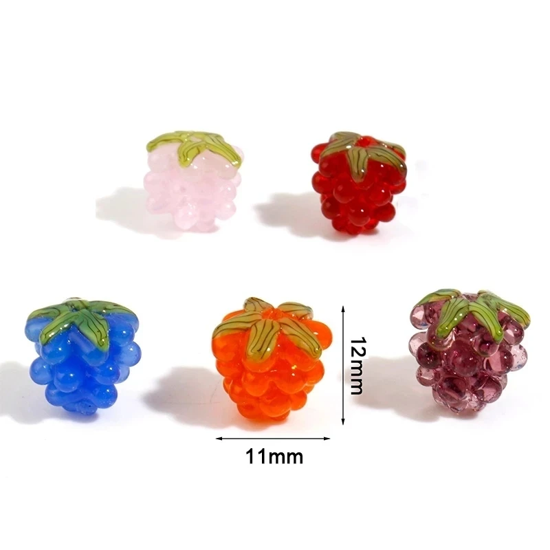 1Pcs 12x11mm Exquisite Grape Lampwork Glass Beads Fruit Multicolor Spacer Beads for Women Necklace Earring DIY Jewelry Making