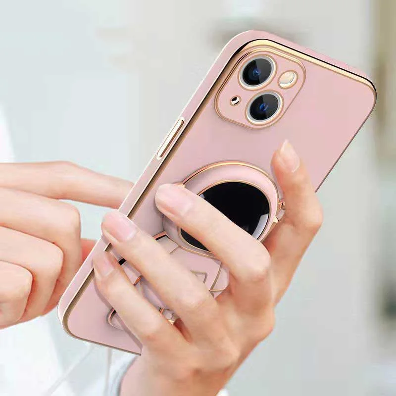 Mobile Phone Ring Holder Finger Kickstand Cute Plating Astronaut Phone Back Grip Hidden Bracket Universal Desk Foldable Holder