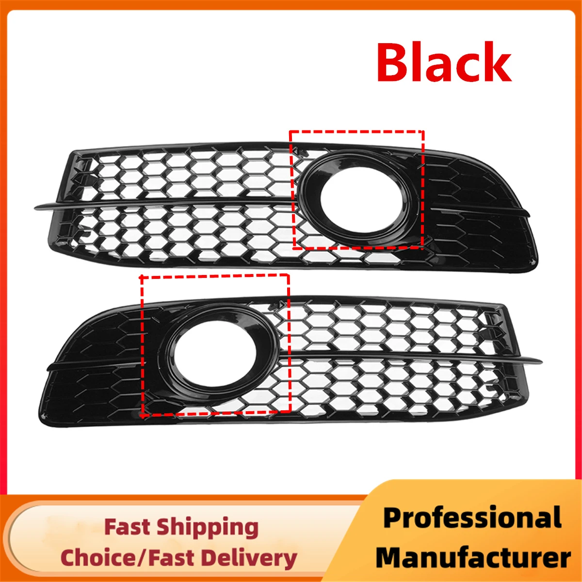For Audi A6 C6 S-Line S-Facelifted 2008 2009 2010 2011 Car Front Bumper Fog Light Grille Honeycomb Hex Fog Lamp Racing Grill