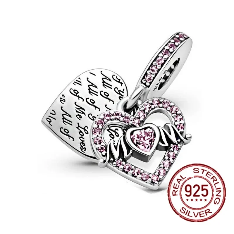 925 Sterling Silver Heart & Mum Dangle Dream Catcher Charm Fit Original Pandora Bracelet DIY Jewelry For Women Bracelet DiyBeads
