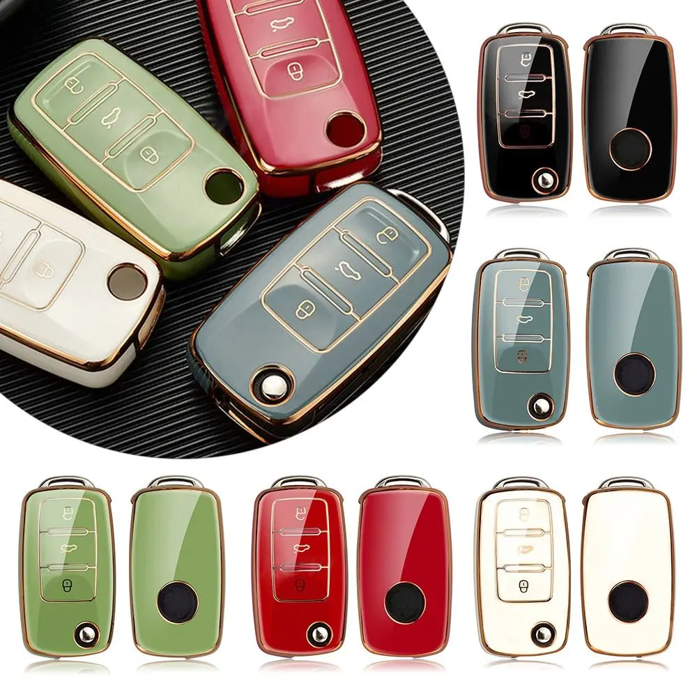 Car Key TPU Car Key Case Cover for VW Polo Golf Passat Beetle Caddy Tiguan Skoda Octavia - Full Protection 2024 Models H250113