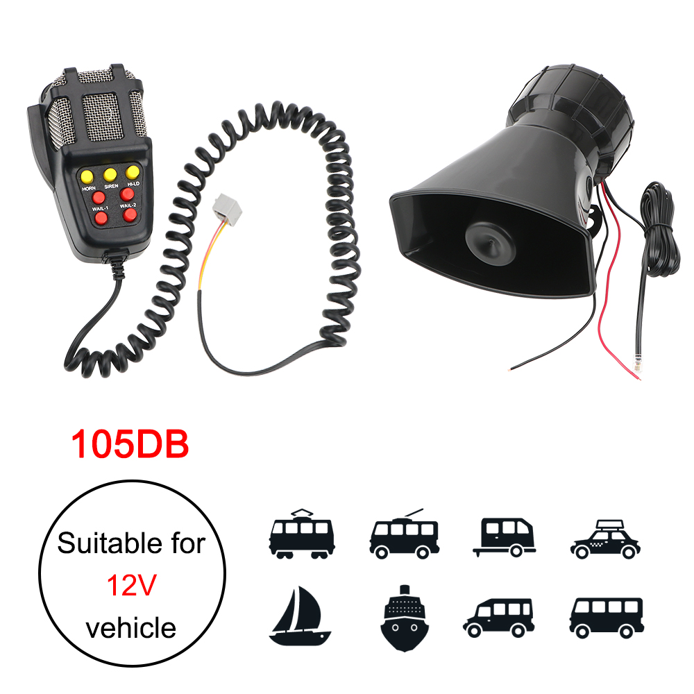 Mic PA System Emergency Amplifier Hooter 12V 100W Police Siren Air Horn Megaphone Tone Car Horn Car Warning Alarm Speakers Loud