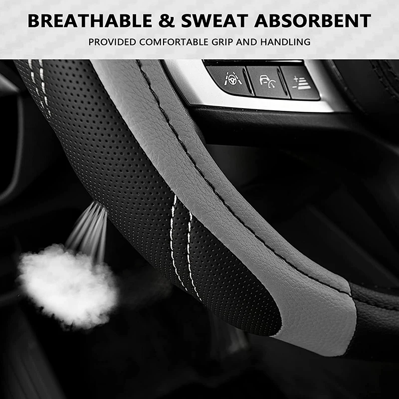 2025 Microfiber Leather Steering Wheel Cover 15inch Universal Fit for Car, Truck, new SUV, Van,Durable Anti-Slip Car Steering Wheel Cover