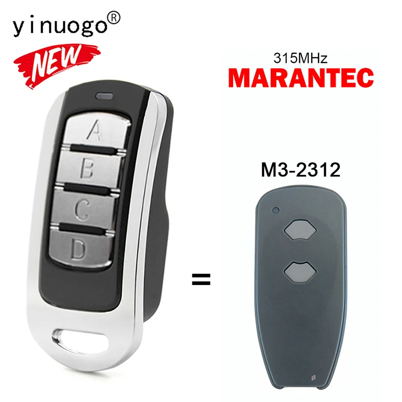 Remote For M3-2312 MARANTEC Control Garage Door Opener 315MHz M32314 65892 M3-2432 ML-1312V ML-2312 M3-3313 4 Buttons Command smile