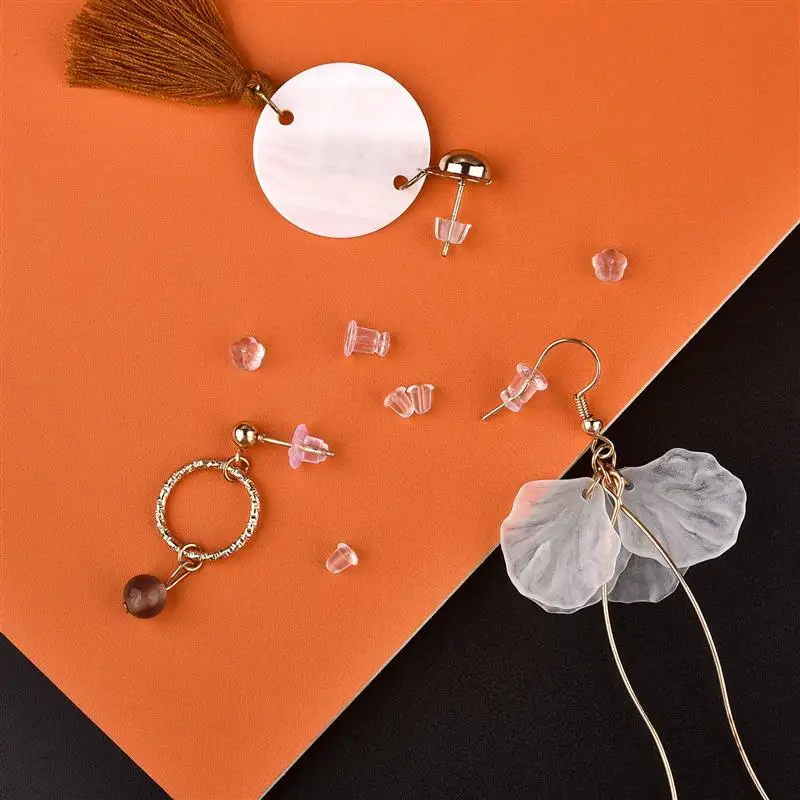 Rubber Earring Backs Silicone Round 200-1000Pcs Ear Plug Blocked Caps Earrings Back Stoppers For DIY Earrings Jewelry Making