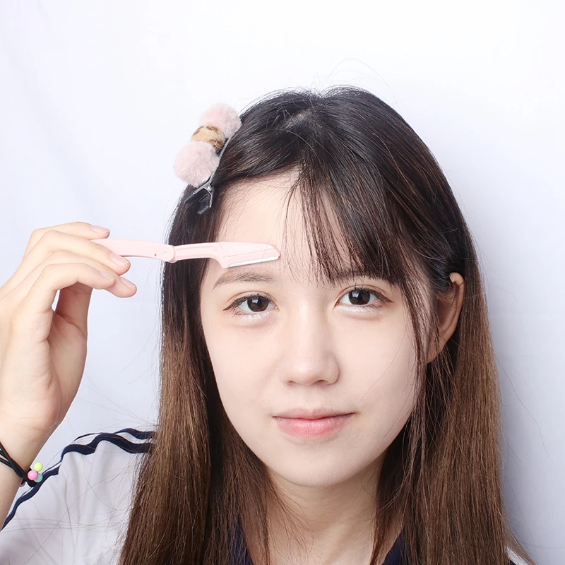 3Pcs Portable Safety Brainbow Eyebrow Trimmer Razor Shaver Eye Brow Shaper Hair Remover Set Facial Hair Remover for Women Makeup smile