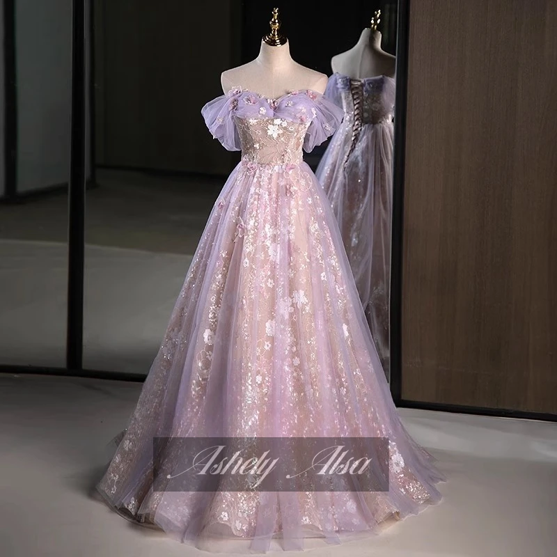 Ashely Alsa Saudi Arabic 2025 Sweet 16 Dresses Quinceanera Gown Off Shoulder 3D Floral Vestido De 15 new Anos Party Pageant Formal Wear