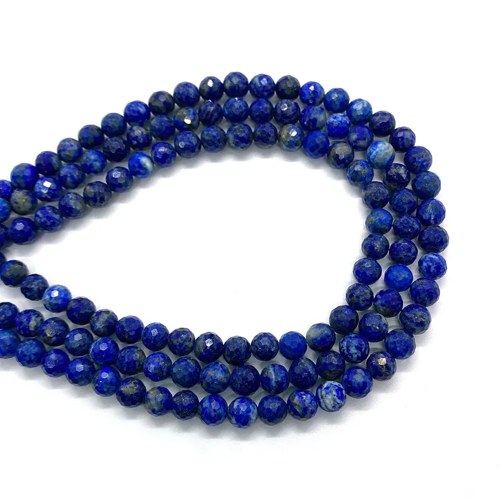 Lapis Lazuli Natural Stone Beads 6mm Faceted Round Charms Beads for Jewelry Making Earring Bracelets Necklaces DIY Accessories