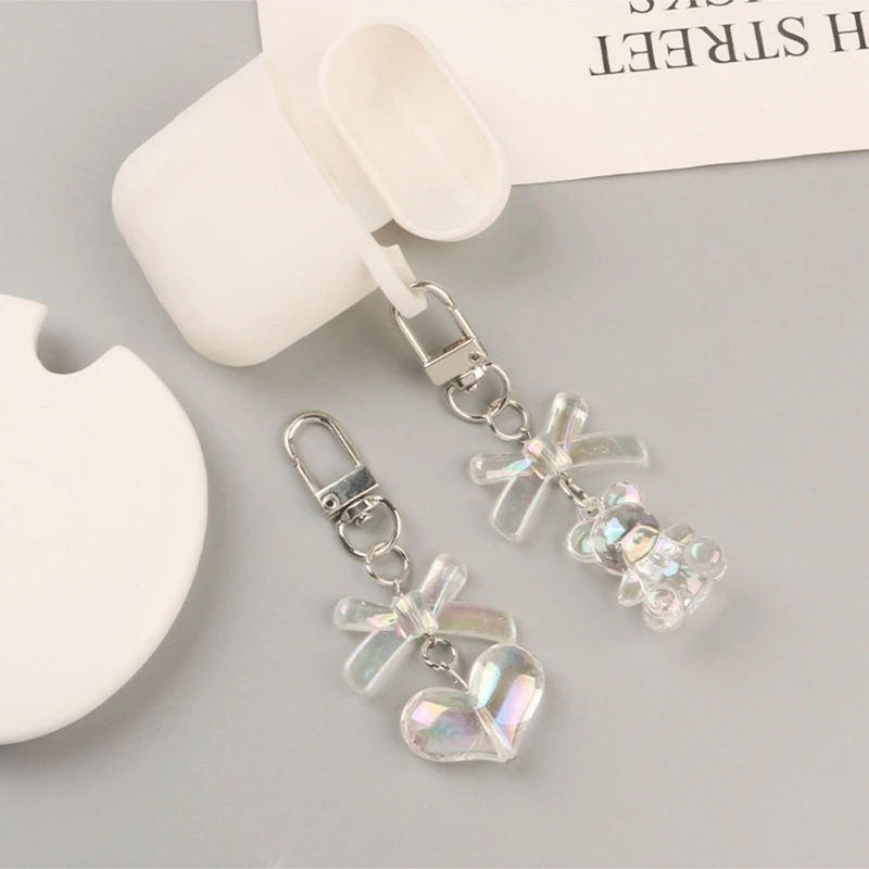 Shape Keyring Heart/Bear Keychain Commemorative Keychains Resin Material Keys Rings Car Keys ddmysmile Jewelry Gift For Women Girl Smile