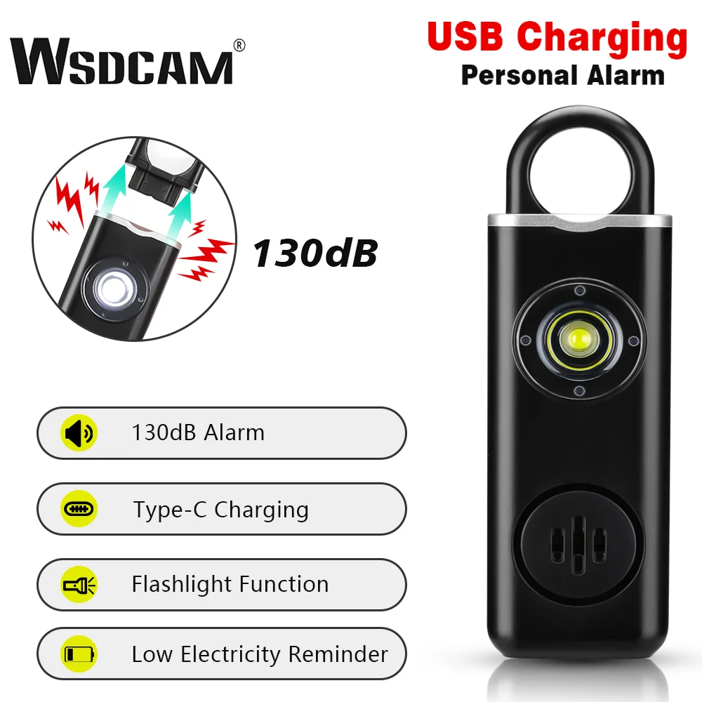 WSDCAM Self Defense Alarm 130dB Anti-wolf Alert for Girl Child Women Carrying Scream Loud Panic Alarm Emergency Alarm Keychain