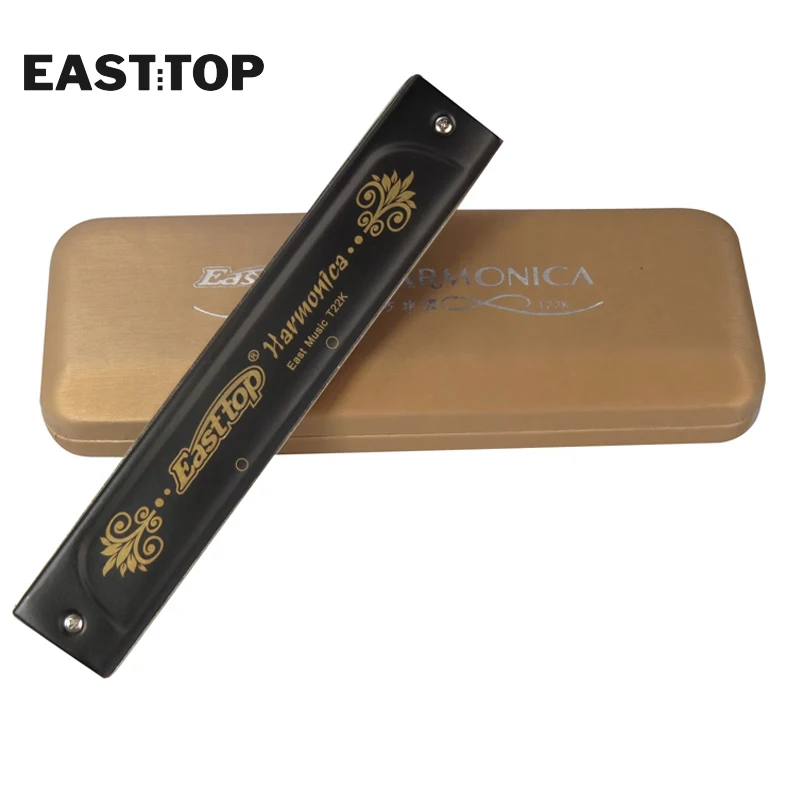EASTTOP 22 Holes Tremolo Harmonica Key Of C Tremolo Mouth Organ Harmonica With Case For Adults Student Professional Players T22k