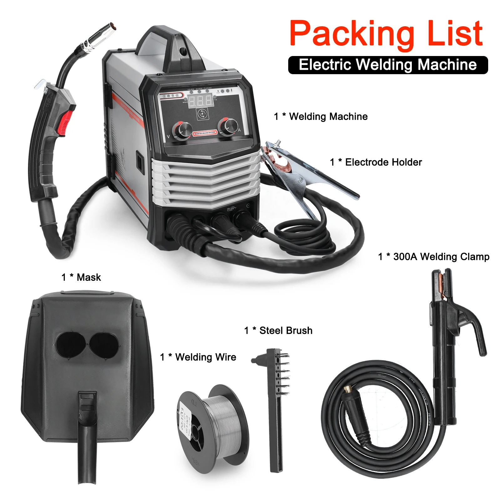 220V IGBT Inverter Welders 4in1 MIG MMA MAG TIG-160C 20A-300A Welding Machine with Automatic Wire Feeding For Home Beginner
